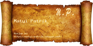 Matyi Patrik névjegykártya